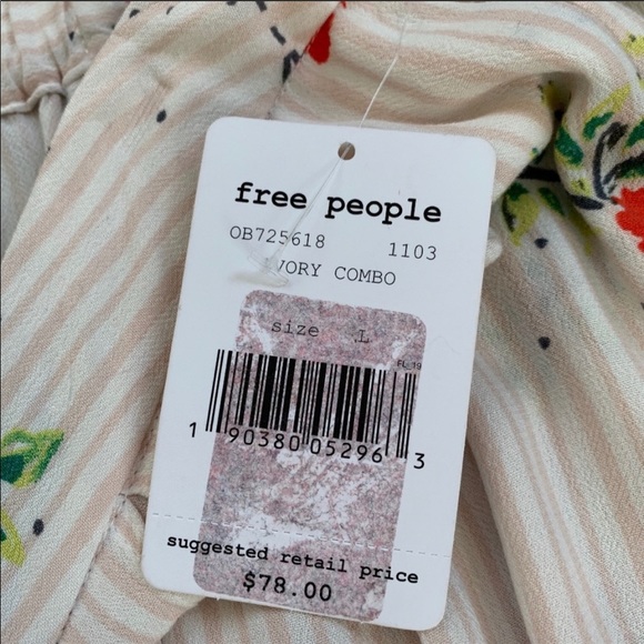 Free People Night Watcher Floral Stripe Skort NWT - Picture 5 of 6